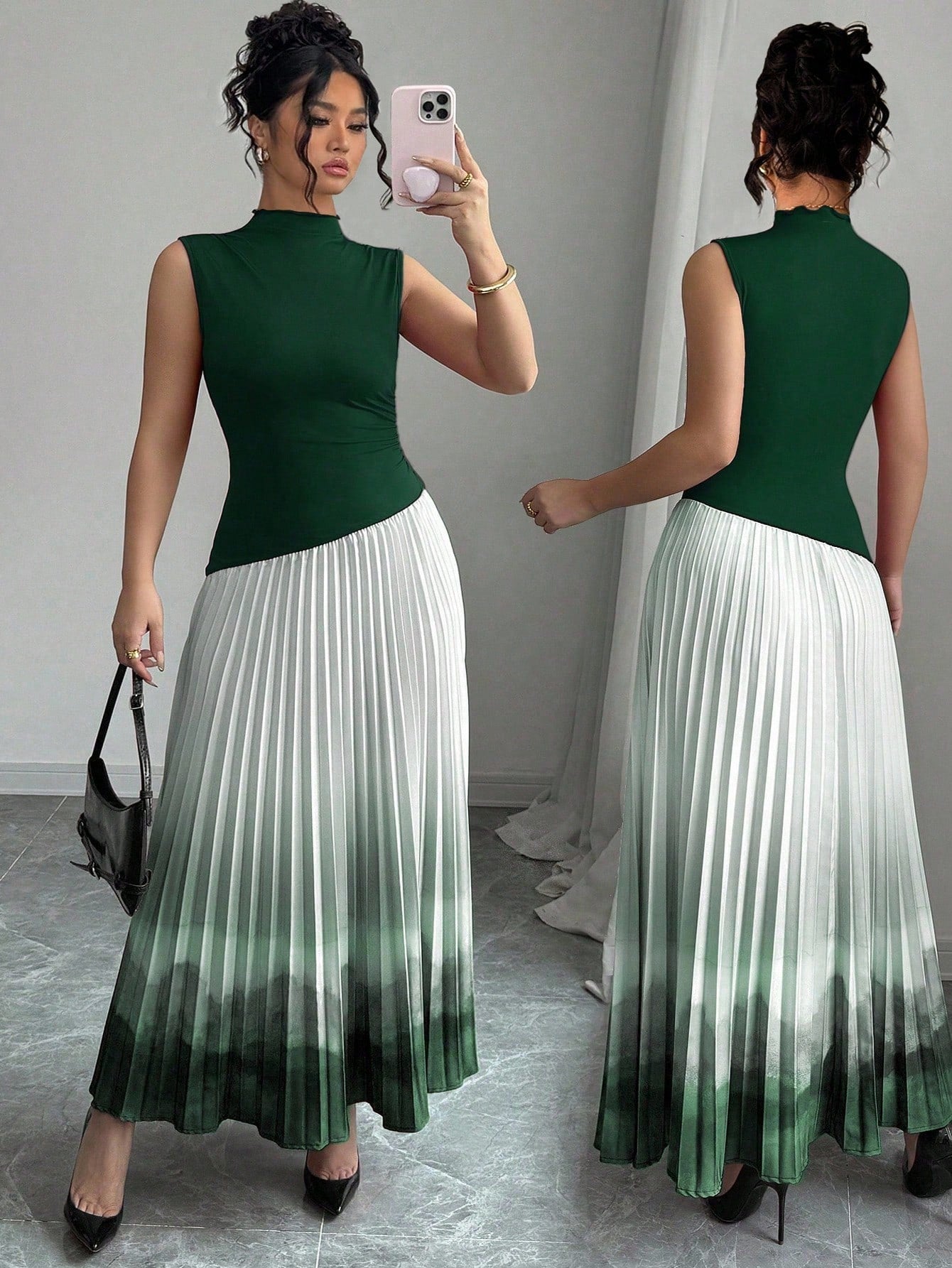 Step into vibrant charm with this Elegant Plus Size Tie Dye Gradient Pleated Patchwork Dress. Its playful blend of colors and flowing pleats create a flattering silhouette that moves with you. Perfect for turning heads effortlessly, this dress combines comfort and style for any occasion where you want to shine.