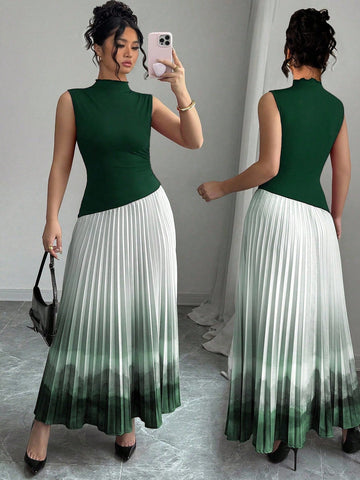 Step into vibrant charm with this Elegant Plus Size Tie Dye Gradient Pleated Patchwork Dress. Its playful blend of colors and flowing pleats create a flattering silhouette that moves with you. Perfect for turning heads effortlessly, this dress combines comfort and style for any occasion where you want to shine.