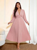 Step into spring with flair in this Elegant Plus Size V-Neck Lantern Sleeve Pleated Maxi Dress. Its flowing pleats and charming lantern sleeves create a breezy silhouette that dances with every step. Perfect for weddings or garden parties, this dress celebrates curves with a flattering V-neckline and comfortable fit—because feeling fabulous should always be effortless.