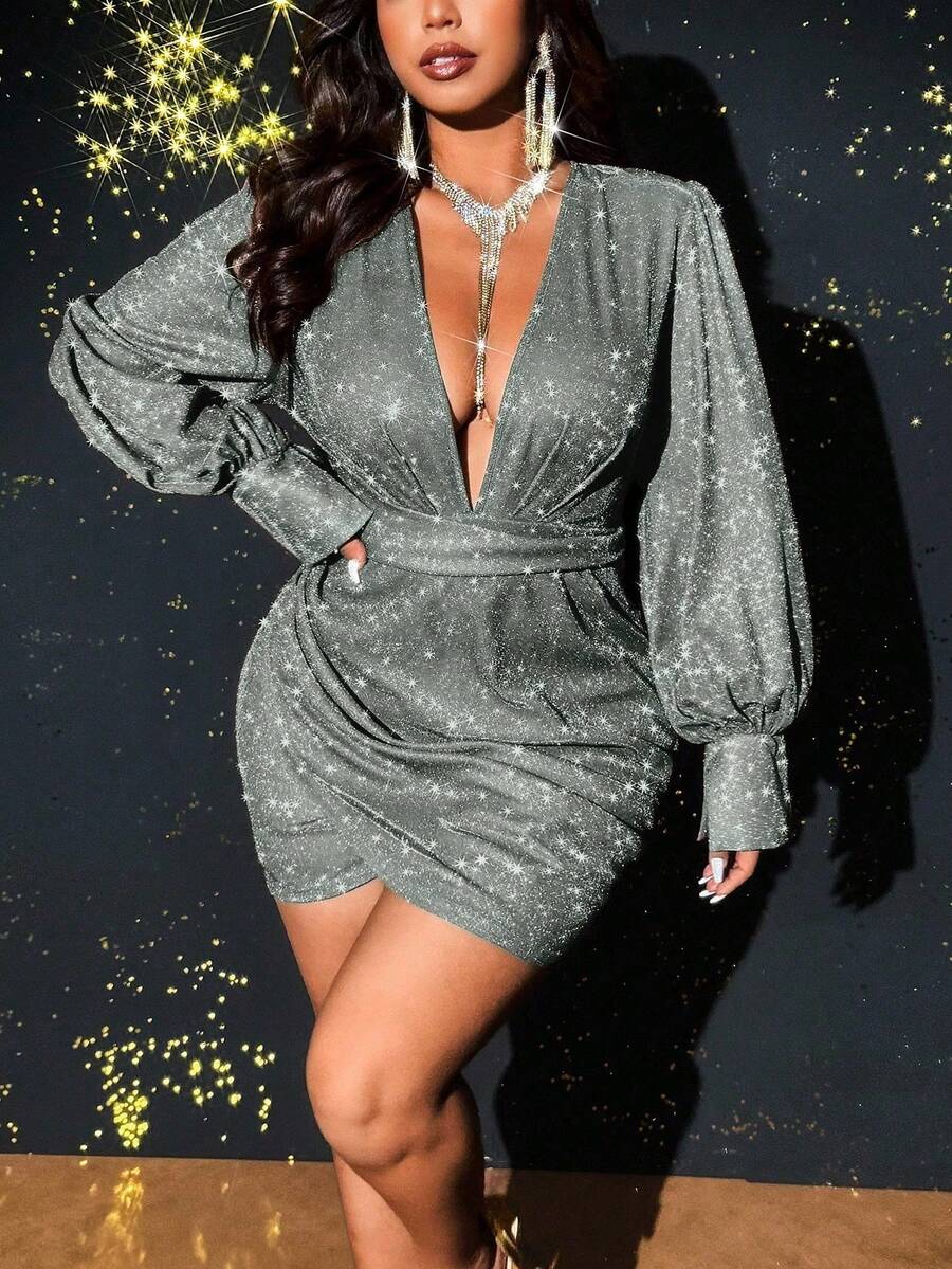 Elevate your wardrobe with this stunning plus-size V-neck dress that's ready to turn heads at any occasion. The graceful long sleeves and flattering V-neckline create an effortlessly chic silhouette, while the flowing fabric drapes beautifully for all-day comfort. Whether you're heading to a romantic dinner or a fashionable gathering, this dress strikes the perfect balance between elegance and fun. Dress it up with heels and jewelry or keep it casual—this versatile piece is your new go-to for looking absolu