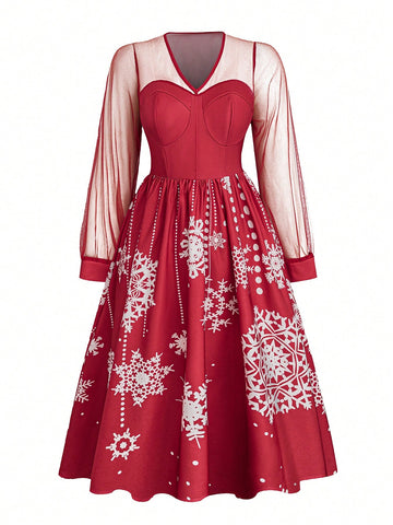 Be the belle of the holiday ball in our Elegant Plus Size V-Neck Long Sleeve Maxi Dress. The snow patchwork will make you stand out in a sea of boring dresses, perfect for Christmas and New Year celebrations. Dance the night away in style, with comfort, and a touch of whimsy!