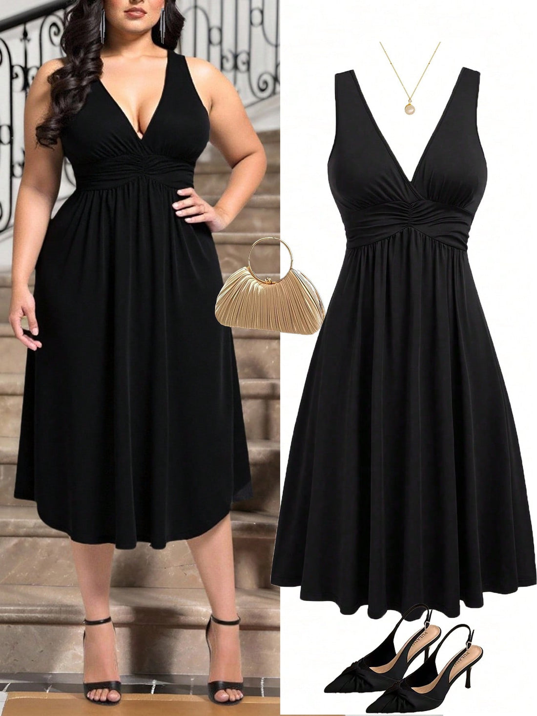 Step out in style and comfort with this Elegant Plus Size V-Neck Casual Dress. Its playful pleated waist adds a flirty twist, while the soft knitted fabric offers cozy wear all day long. The flattering V-neckline balances sophistication with ease, making it perfect for casual outings or relaxed gatherings. Embrace your curves in a dress that dances gracefully with every move—and in classic black, it’s a versatile wardrobe must-have!