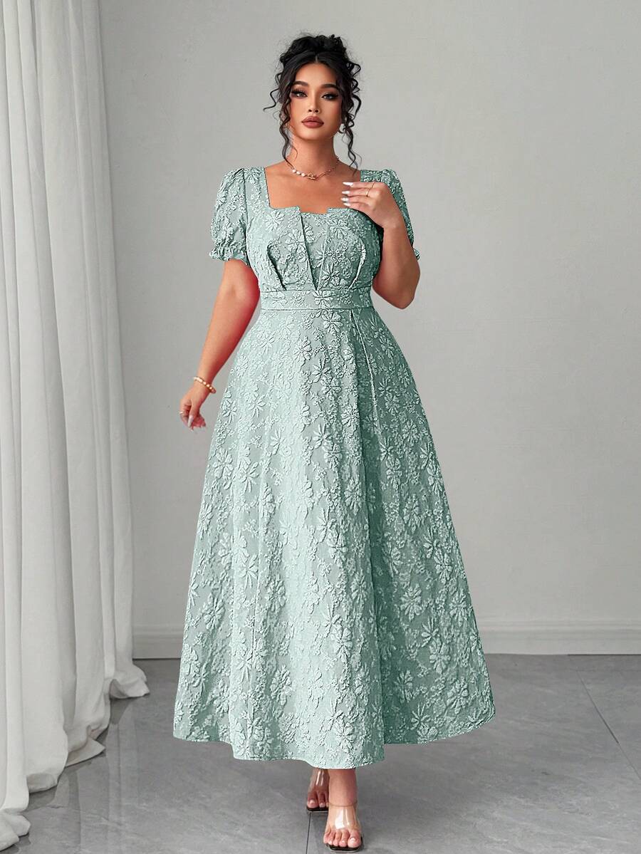 Twirl into summer with this stunning plus-size maxi dress that's equal parts vintage charm and modern elegance. The intricate floral jacquard pattern brings timeless sophistication to every step, while the flowing silhouette flatters and moves beautifully. Perfect for garden parties, weddings, or any occasion that calls for a touch of glamour. Comfortable enough for all-day wear, this dress proves that special occasions deserve a little extra flair. Embrace your curves and celebrate your style!