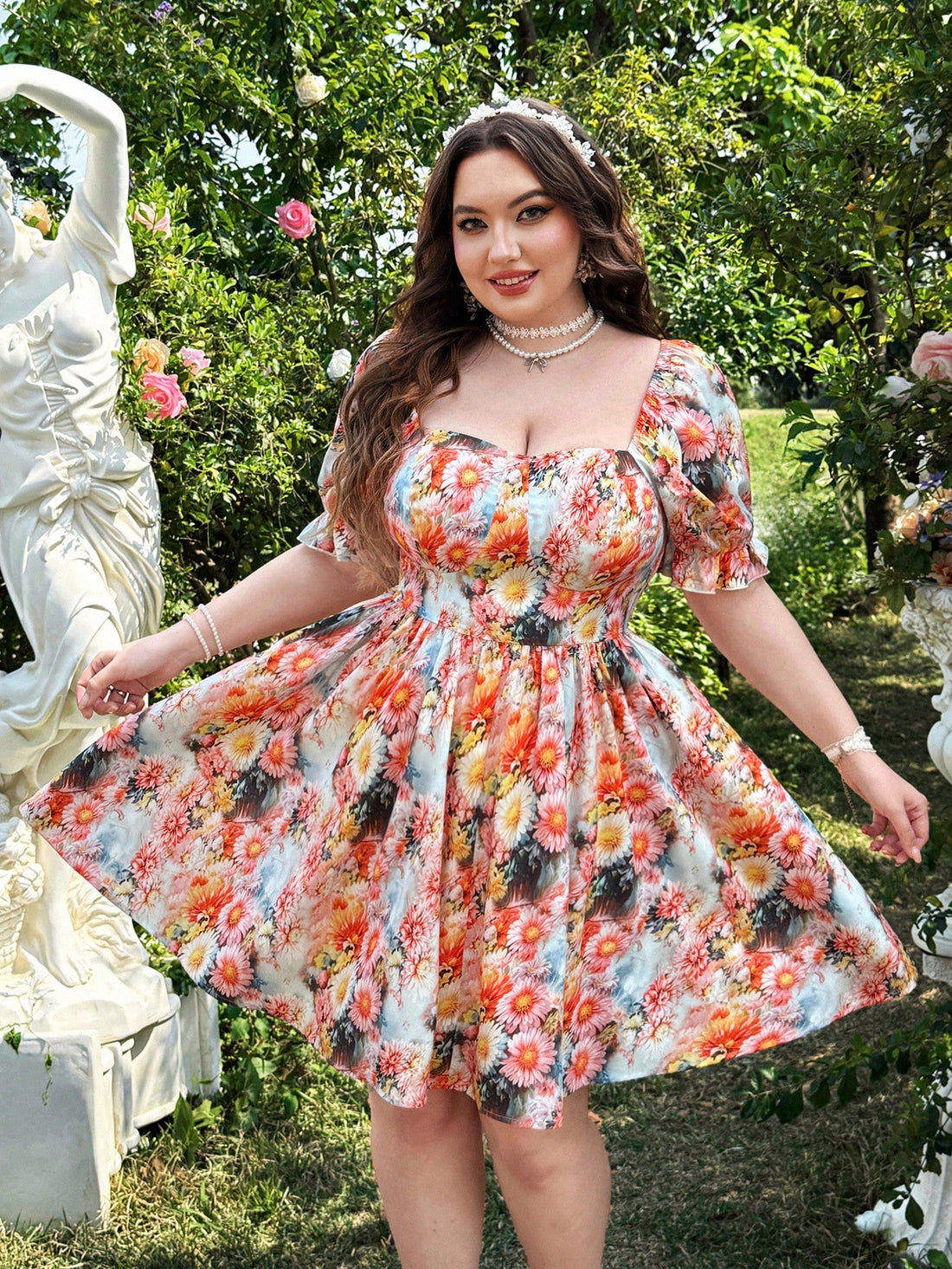 Get ready for a romantic spring and summer getaway with our Elegant Plus Size Vintage Floral Puff Sleeve Dress! This dress is perfect for those looking for a unique, feminine piece with its vintage floral pattern and statement puff sleeves. You'll feel elegant and stylish while enjoying the warm weather.