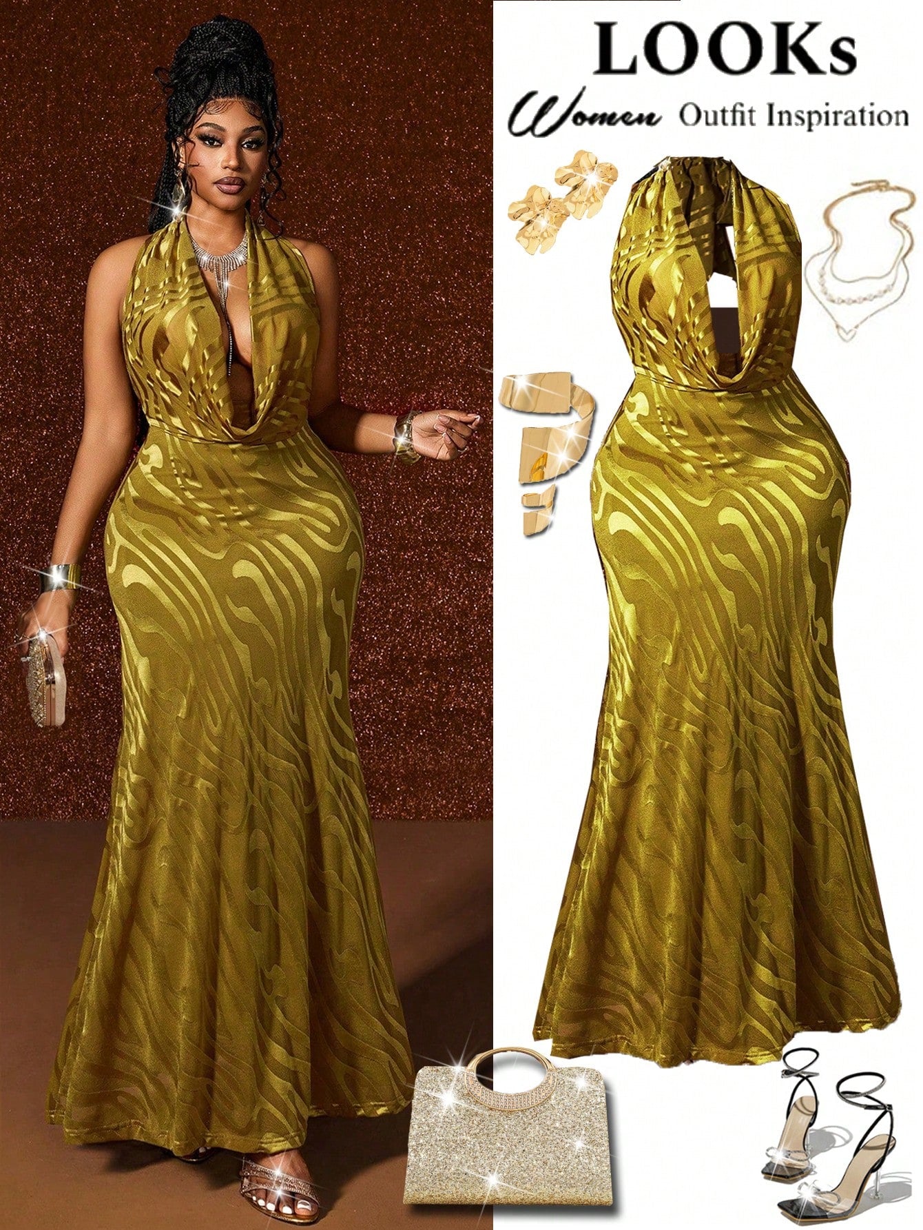 Make a statement in this stunning backless party dress designed for curves and confidence. The daring plunging neckline and chic bow tie detail create an unforgettable look that's equal parts sophisticated and flirty. Perfect for nights out, special events, or whenever you want to turn heads, this plus-size dress celebrates your style with elegance and edge. Slip into something that feels as fabulous as you look.