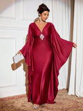 Make a statement this holiday season in this stunning plus-size long dress! Featuring a flattering deep V neckline and eye-catching bubble bead detailing, this elegant piece transforms you into the star of any Christmas party. The flowing silhouette celebrates your curves while the intricate beadwork catches the light beautifully. Perfect for festive gatherings, holiday galas, or any special occasion where you want to feel confident and fabulous. Slip into sophistication and let your inner sparkle shine!