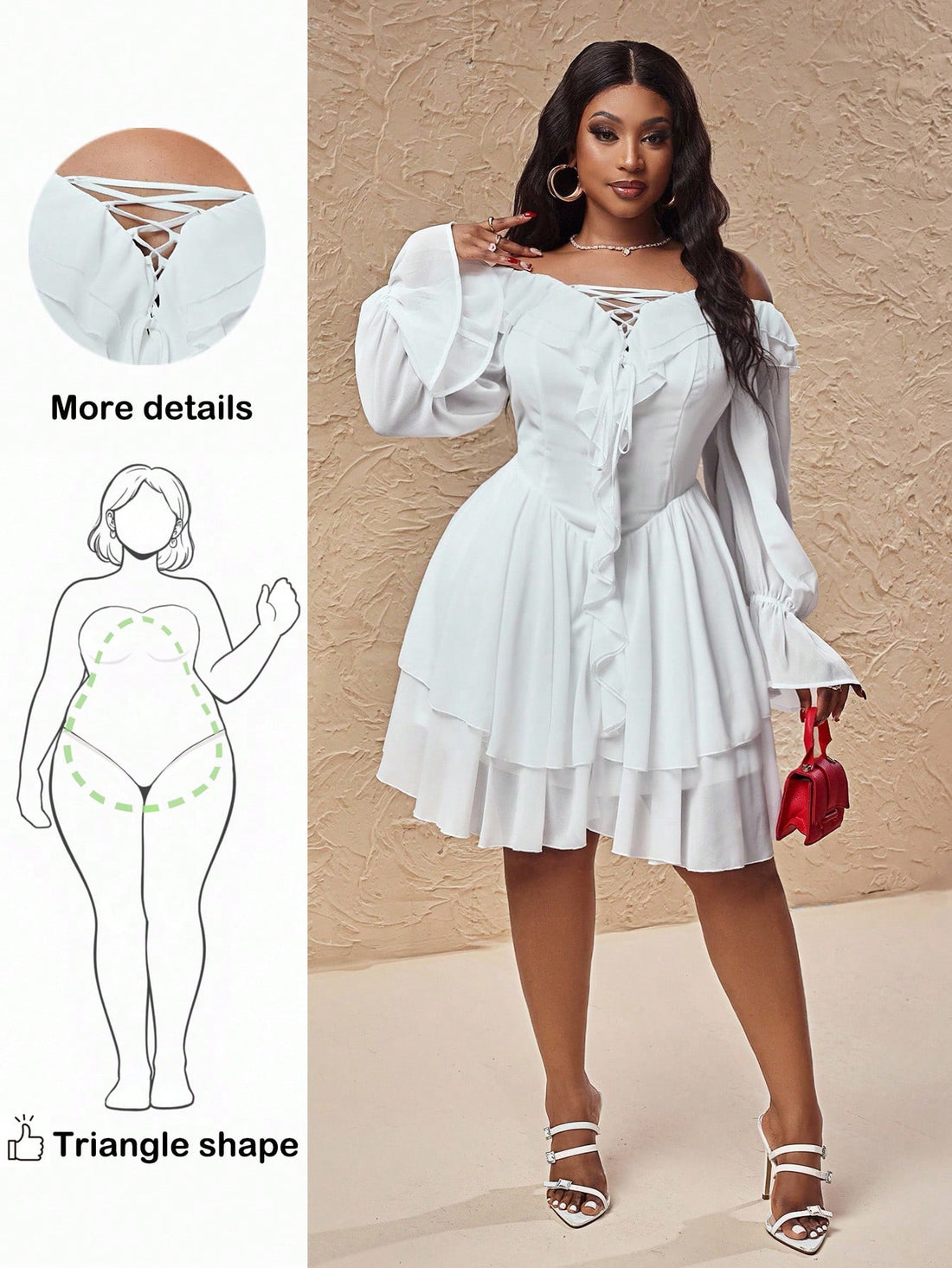 Elevate your seasonal wardrobe with this show-stopping plus-size dress that's equal parts sophisticated and fun! The charming ruffle collar adds a touch of vintage-inspired elegance, while adjustable tie-up details at the sleeves let you customize your look. Flowy flare sleeves create a flattering silhouette that moves beautifully, perfect for everything from cozy coffee dates to festive gatherings. Crafted for comfort and confidence, this dress transitions seamlessly from autumn into winter, making it your