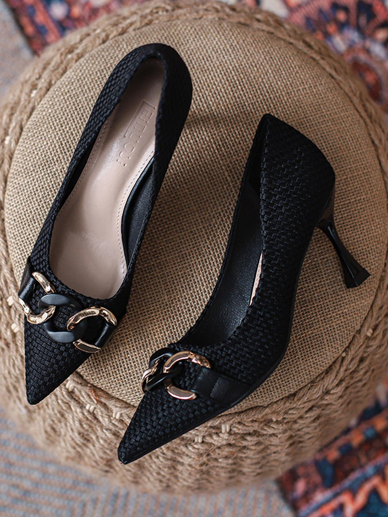 As an expert in this industry, I recommend our Elegant Pointed-Toe High Heel Shoes to every woman looking for a classy addition to their wardrobe. With a sleek design and comfortable fit, these shoes are the perfect choice for any occasion. Make a statement and elevate your style with these elegant high heels.