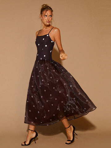 Twirl into romance with this charming polka dot slip dress! The flattering A-line silhouette skims your curves beautifully, while the midi length keeps things sophisticated yet flirty. Perfect for Valentine's Day dates, cocktail parties, or any occasion calling for effortless elegance. The classic polka dot pattern adds a touch of vintage-inspired fun that never goes out of style. Slip it on and let the compliments flow!