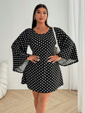 Get ready to make a statement with our Elegant Polka Dot Backless Bell Sleeve Dress! Designed with a casual round neck and a fitted style, this dress will hug your curves in all the right places. The playful polka dot pattern and backless design add a touch of whimsy to this sophisticated piece.