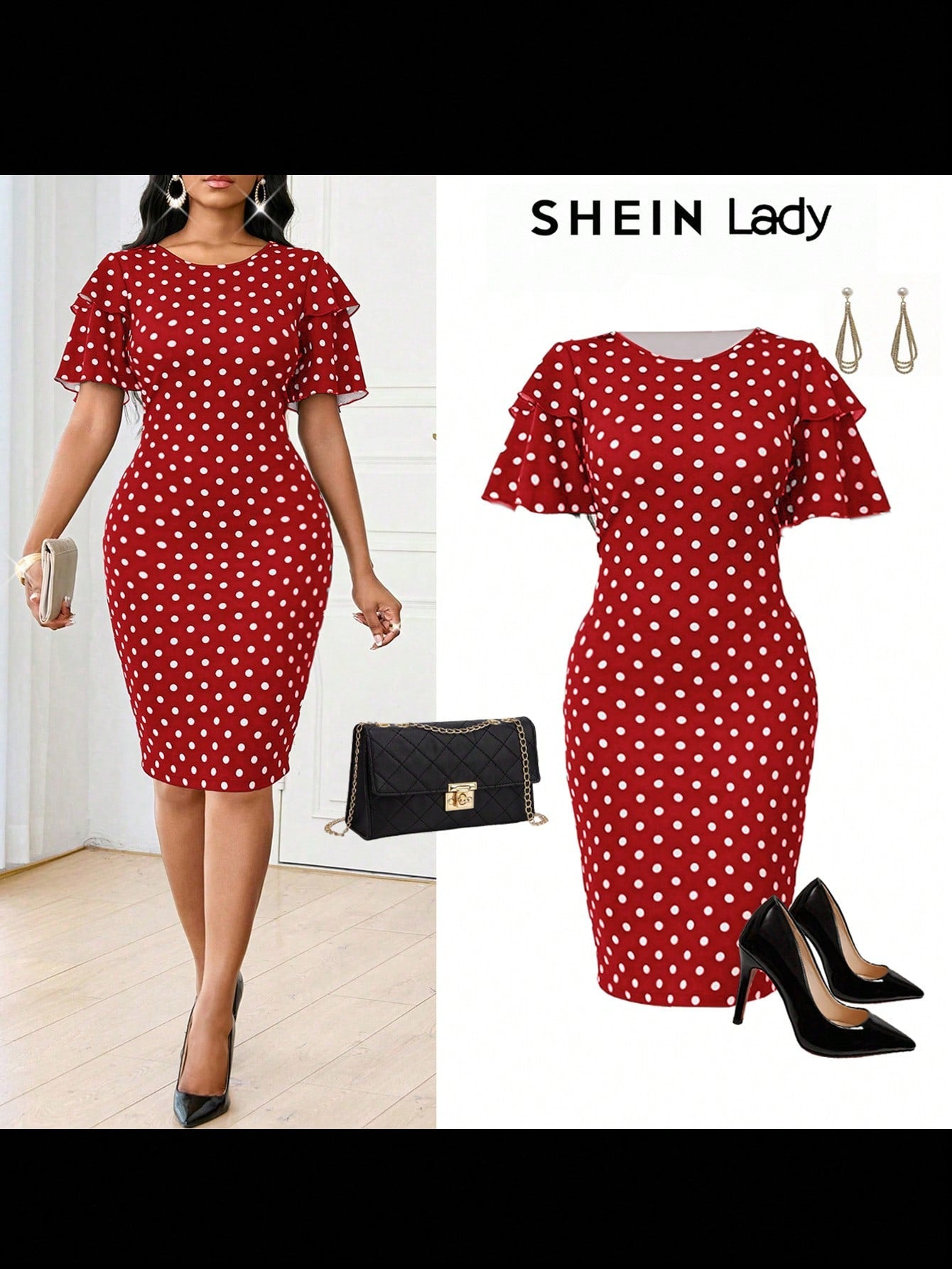 Make a statement at your next spring soiree or wedding with this charming polka dot midi dress! The playful pattern dances across the fabric, while delicate ruffle sleeves add a flirty touch to your ensemble. The elegant midi length offers the perfect balance of sophistication and fun, ensuring you'll twirl through any event with confidence and style.