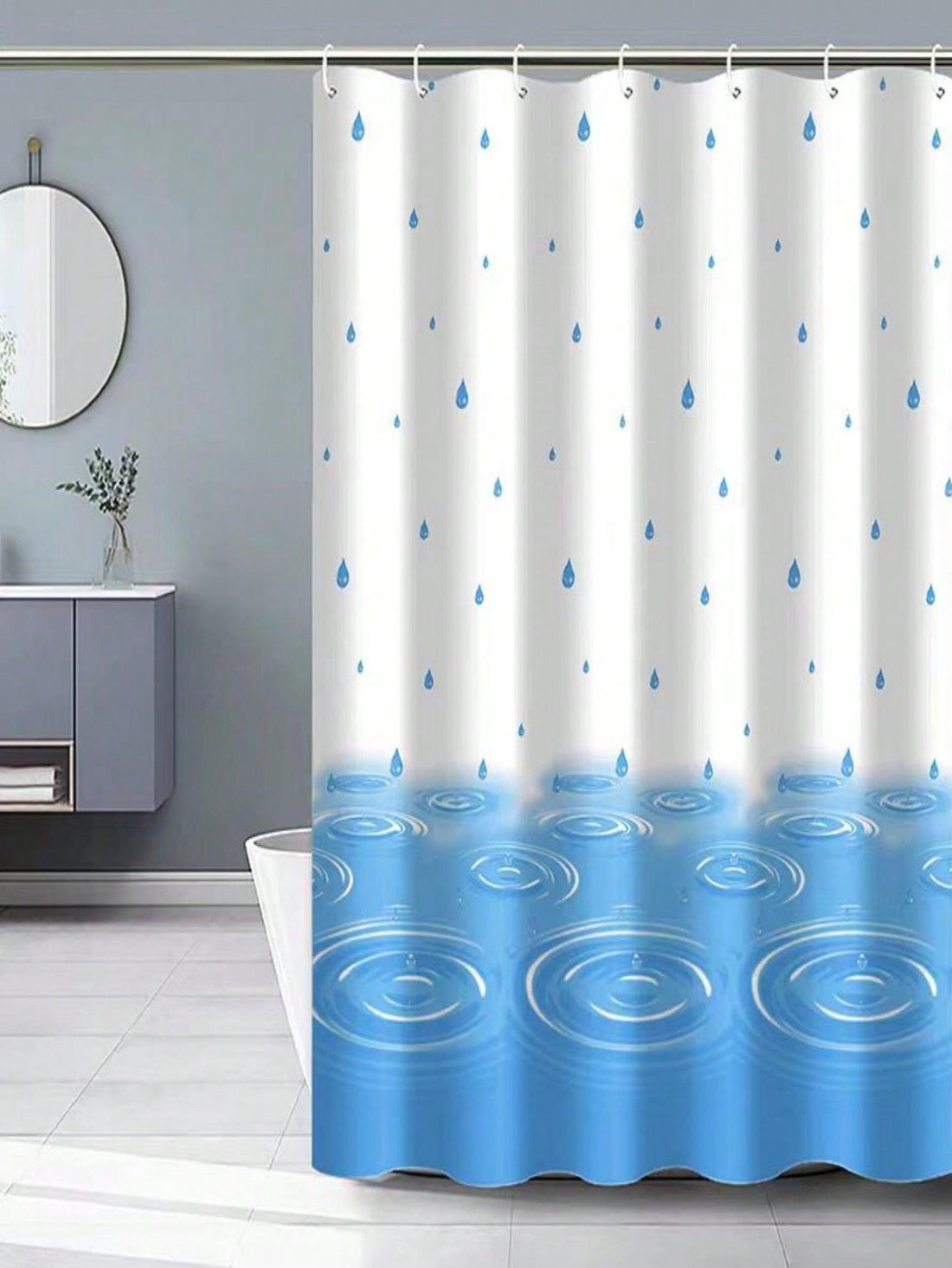 Transform your bathroom into a relaxing spa with our Elegant Rain Drop Pattern PEVA Shower Curtain. Made from high-quality PEVA material, it is not only waterproof but also resistant to mildew, ensuring long-lasting durability. The elegant rain drop pattern will add a touch of sophistication to your bathroom.