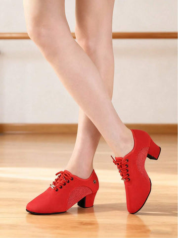 Step into elegance with these stunning red ballroom dance shoes designed for women who demand both style and performance. Featuring a comfortable 5 cm mid heel and supportive ankle strap, these shoes provide the stability needed for smooth, controlled movements on the dance floor. The round toe design offers a classic silhouette, while premium PU leather uppers deliver durability and a polished finish. With a suedette outsole for optimal grip and fabric lining for breathability, these indoor dance shoes com