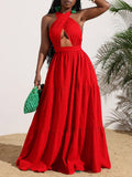 Turn heads and make a statement with our Elegant Red Cross Halter Backless Maxi Dress for your next summer vacation. Its stylish design and comfortable fit will keep you looking and feeling your best as you soak up the sun and explore new destinations.