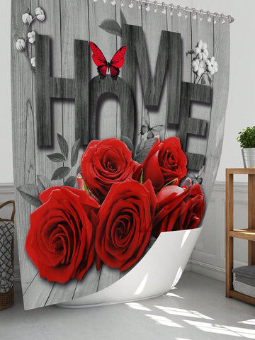 Turn your bathroom into a stylish paradise with this Elegant Red Rose Butterfly Print Waterproof Shower Curtain & Non-Slip Mat Set. The vibrant red roses and playful butterfly print bring a touch of nature to your daily routine. Stay safe and dry with the non-slip mat, perfect for a chic and functional bathroom.
