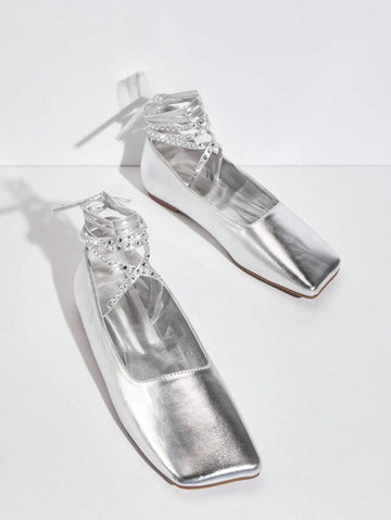 Step into sophistication with these elegant flat shoes, designed for the modern woman who values both style and comfort. Featuring a striking rhinestone trim that catches the light beautifully, these shoes elevate any outfit from casual to refined. The square toe silhouette offers a contemporary edge while providing a comfortable fit for all-day wear. Crafted in a versatile solid color, they pair effortlessly with dresses, jeans, or professional attire. Perfect for work, weekend outings, or special occasion