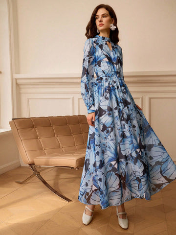 Step into whimsical charm with this Elegant Romantic Butterfly Print Long Dress. Designed for the cooler seasons, its flowing silhouette and delicate butterfly pattern bring a playful touch to autumn and winter wardrobes. Cozy yet graceful, it’s the perfect dress to flutter through your day with effortless style and a sprinkle of romance.