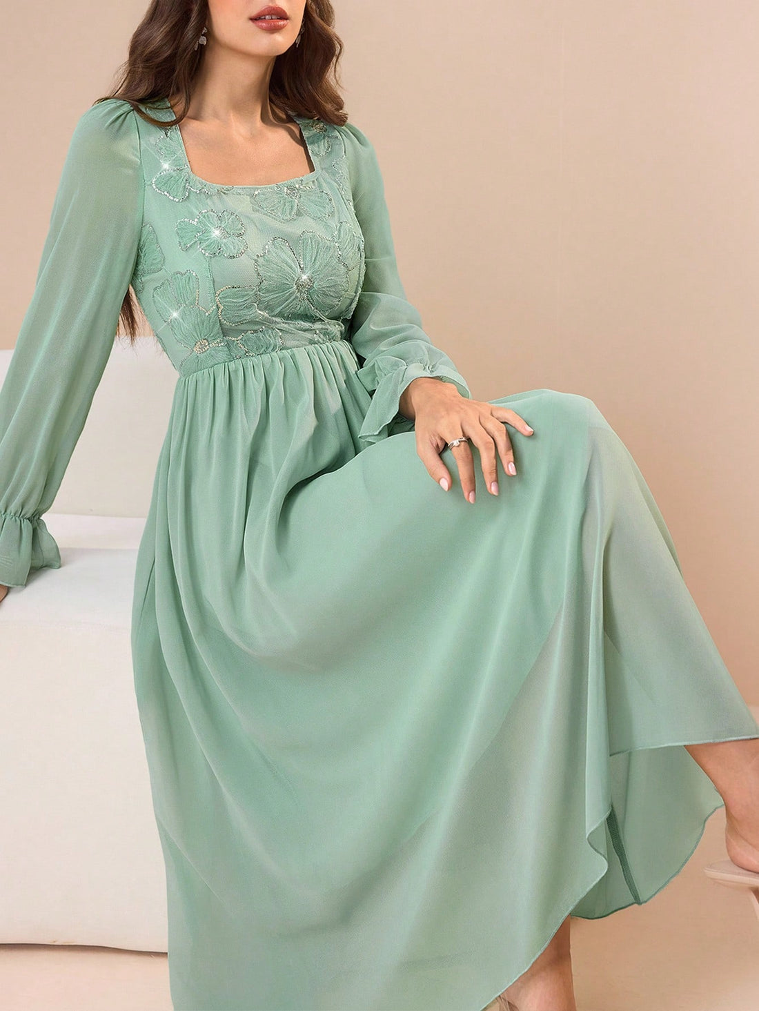 Turn heads at every party with this Elegant Ruched Waist Sequin Embroidery Dress. The ruched waist flatters your figure while shimmering sequins add just the right amount of sparkle. Perfect for any celebration, this dress combines playful charm with sophisticated style—making you the star of the night effortlessly.