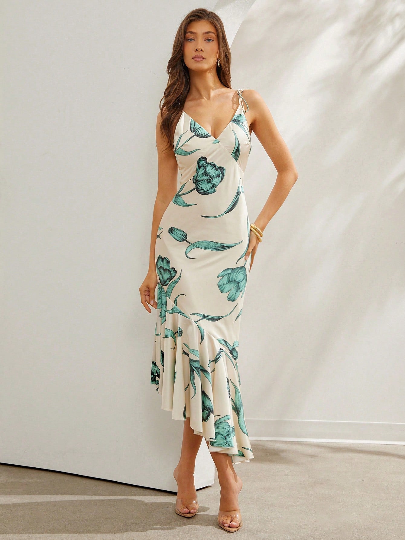 Elegant Satin Asymmetric Hem Slip Midi Dress for Chic Occasions – Canary Houze