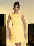 Step into the spotlight with this Elegant Satin Faux Pearl Bow Backless Party Dress. Its silky satin fabric and delicate faux pearl bow add a touch of charm, while the backless design keeps things flirty and fun. Perfect for galas, weddings, or special dates, this dress promises to make every moment unforgettable. Dance, twirl, and shine with effortless style!