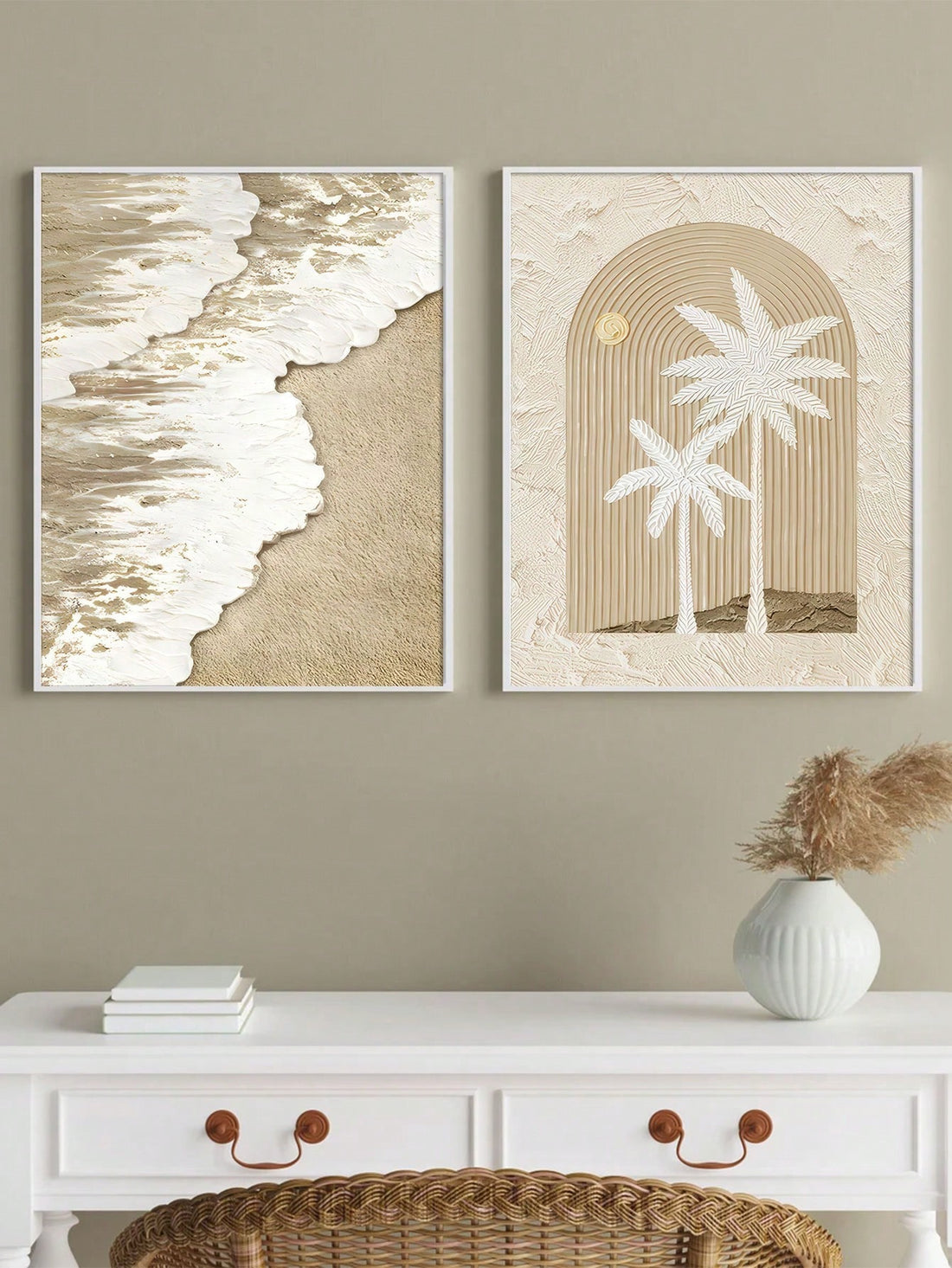 Upgrade your home decor with our Elegant Scandinavian Cream Canvas Art Set. With a high-end seascape texture, this set will add a touch of style and sophistication to any room. Perfect for those who don't take themselves too seriously, this quirky art set will bring a playful charm to your space.