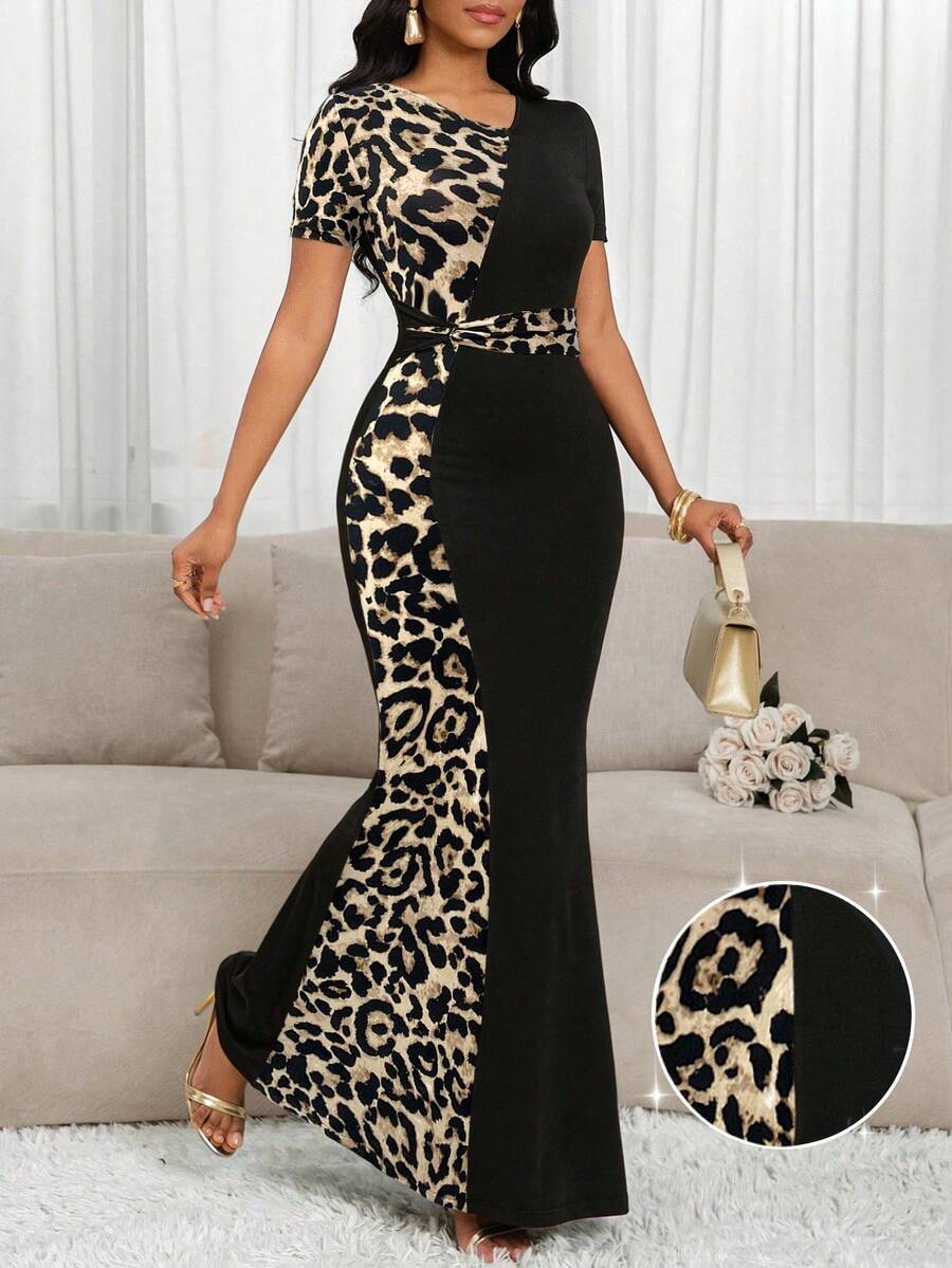 Turn heads with this Elegant Sequin Print Mermaid Dress, designed to sparkle at birthdays, office parties, or formal events. Its figure-flattering mermaid silhouette adds a touch of drama, while the shimmering sequins catch the light for endless compliments. Step out in style and confidence, knowing this dress is your perfect partner for memorable occasions.