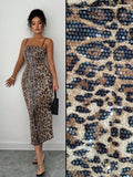 Turn heads in this playful, sleeveless bodycon dress that sparkles with sequins and flaunts a bold leopard print. Perfect for romantic nights out, its figure-hugging design highlights your curves while adding a dash of wild sophistication to your party look. Embrace the fun and fierce vibe with this stunning piece made to dazzle and delight.