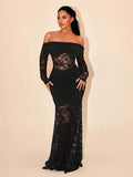 Slip into sophistication with the Elegant Sirith Off-Shoulder Lace Dress—where timeless romance meets modern flair. This stunning piece features delicate lace detailing and a flattering off-shoulder neckline that's sure to turn heads at any special occasion. Whether you're celebrating an engagement, attending a wedding, or making a grand entrance at a gala, this dress delivers elegance with a playful twist. The intricate lace work adds texture and dimension, while the off-shoulder silhouette creates an effo