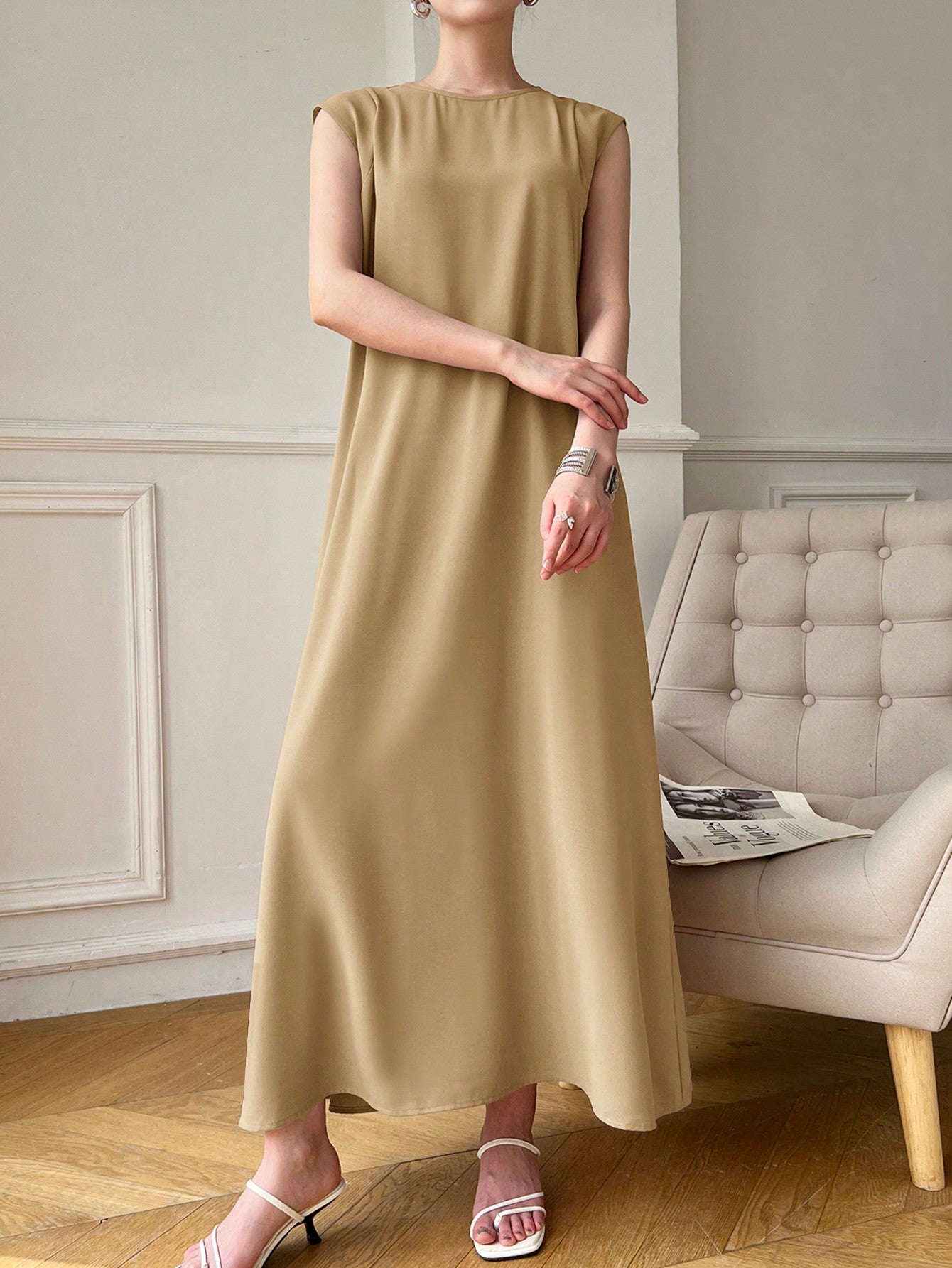 Make a statement without saying a word in our sleeveless maxi Arabian dress! This solid-color showstopper flows gracefully with every step, turning heads and collecting compliments. Perfect for those days when you want to feel fabulous without trying too hard. Slip it on, add your favorite accessories, and voilà – instant elegance with zero effort!