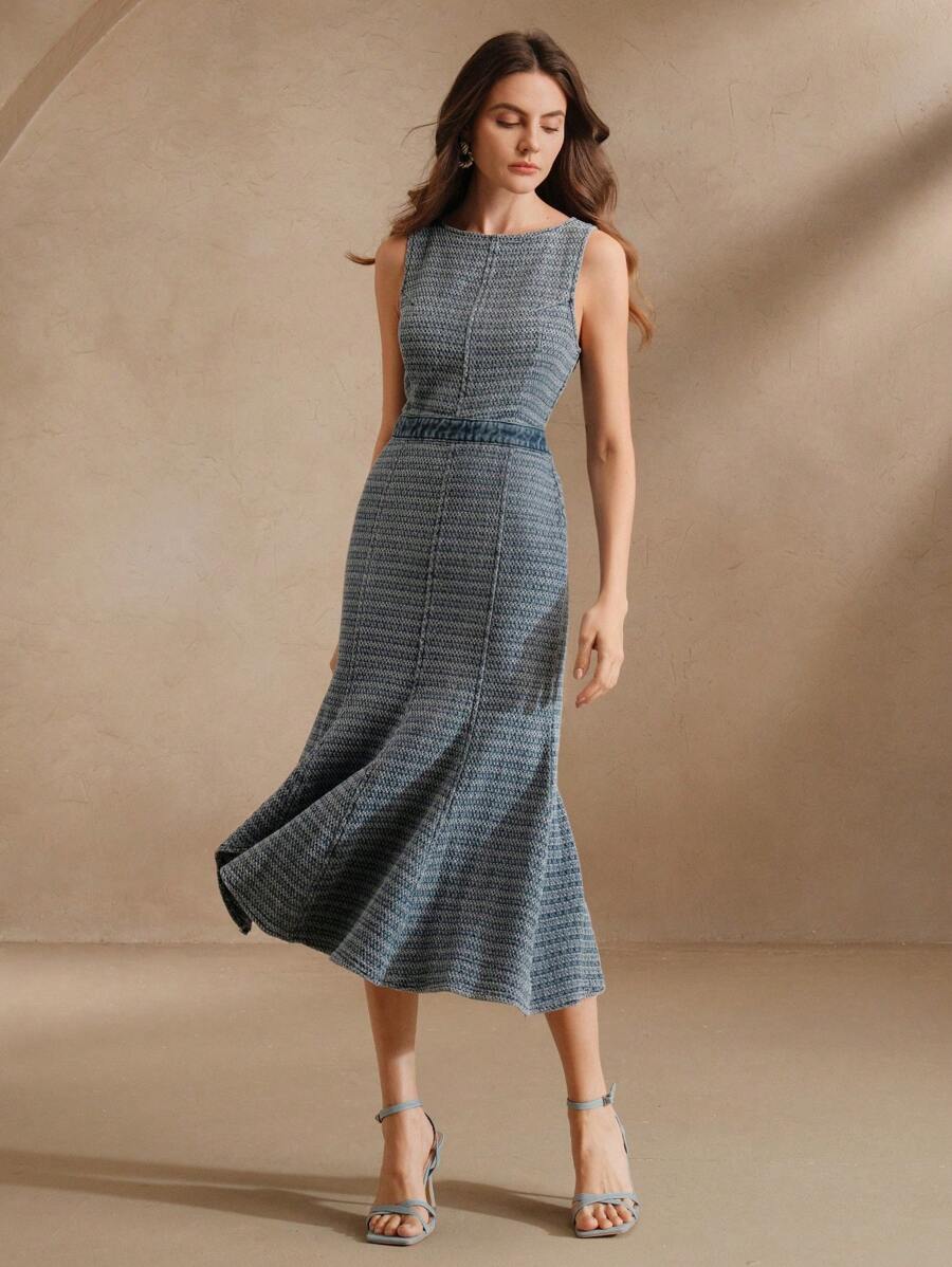 Step into spring and summer with this Elegant Sleeveless Midi Jacquard Bodycon Dress. Its flattering silhouette hugs your curves while the intricate jacquard pattern adds a touch of sophistication. Perfect for Easter celebrations or sunny days out, this dress combines comfort and style effortlessly. Get ready to turn heads and feel fabulous all season long!