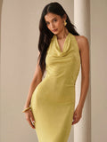 Brighten your wardrobe with this playful butter yellow dress, designed to keep you cool and stylish all summer long. Its sleeveless cut and tie-neck detail add a flirty touch, making it perfect for lively parties or casual days out. Lightweight and breezy, this dress effortlessly blends comfort with charm for your sunny adventures.