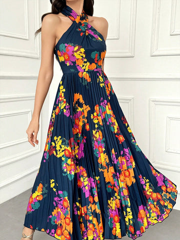 Dance the night away in style with our Elegant Sleeveless Women's Evening Dress. Featuring a stunning all-over print and a playful neck pendant, this dress is sure to turn heads. Perfect for any special occasion, you'll feel confident and stylish in this statement piece.