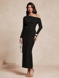 Get ready to turn heads with our Elegant Slim Fit Oblique Shoulder Long Sleeve Dress! Designed with a chic and stylish fit, this dress will make you stand out from the crowd. Its elegant and playful design is perfect for any casual occasion. Stay ahead of the fashion game with this must-have piece!