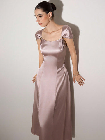 Slip into effortless elegance with this stunning mid-length dress that's your new summer essential. Crafted in a timeless solid color, it strikes the perfect balance between sophisticated and fun—dress it up for brunch or keep it casual for weekend adventures. The flattering silhouette works for any body type, while the versatile hue pairs beautifully with your favorite accessories. Whether you're heading to the office, a garden party, or a casual night out, this wardrobe staple delivers style without the f