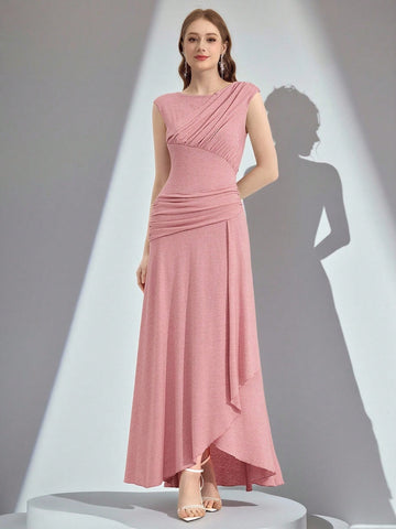 Make a grand entrance in this stunning ball gown that's pure magic! Featuring luxurious ruching that flatters every curve, this elegant solid-color dress transforms you into the star of any celebration. Whether you're walking down the aisle, crossing the graduation stage, or dancing the night away at a special event, this showstopper delivers timeless sophistication with a modern twist. The voluminous skirt creates that dreamy, fairy-tale silhouette you've always wanted, while the refined details ensure you