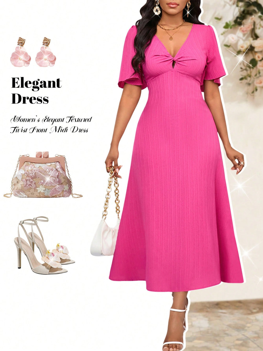 Introducing our perfect summer style, the Elegant Solid Color Textured Twist Front Long Dress for Women. With its unique twist front design and comfortable, textured fabric, this dress is both elegant and practical. Elevate your summer wardrobe with this must-have dress.