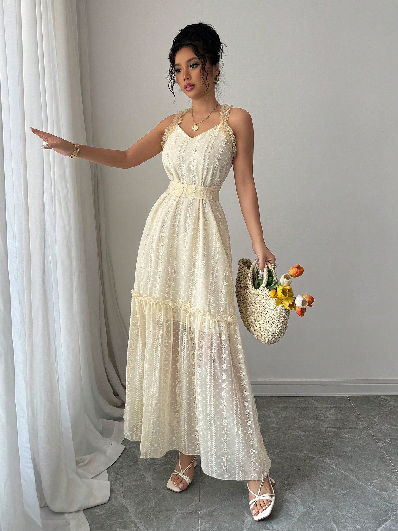 Escape to elegance with this stunning spaghetti strap vacation dress from Chiquease. Crafted from luxurious textured jacquard fabric, it features delicate straps and a flattering silhouette perfect for getaways, resort dinners, or any occasion calling for a touch of sophistication. The intricate jacquard weave adds visual interest and dimension, while the lightweight construction keeps you comfortable in warm weather. Whether you're sipping cocktails by the pool or exploring charming coastal towns, this dre