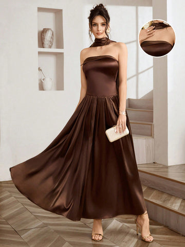 Turn heads at your next event in this stunning strapless backless gown that screams sophistication. The dramatic open back and elegant sash create an unforgettable silhouette that's equal parts daring and refined. Perfect for galas, weddings, or any occasion where you want to make a bold fashion statement. This high-end piece transforms you into the most glamorous version of yourself—because sometimes you need a dress that's as fabulous as you are.