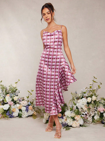 Get ready to turn heads with our Elegant Summer Gingham Plaid Satin Asymmetric Ruffle Sun Dress for Women! This playful dress features a unique gingham plaid pattern and ruffled asymmetrical hem, perfect for adding a touch of fun to your summer wardrobe. Made with soft satin fabric, this dress is not only stylish but also comfortable to wear. Don't miss out on this one-of-a-kind dress that will make you stand out in any crowd!