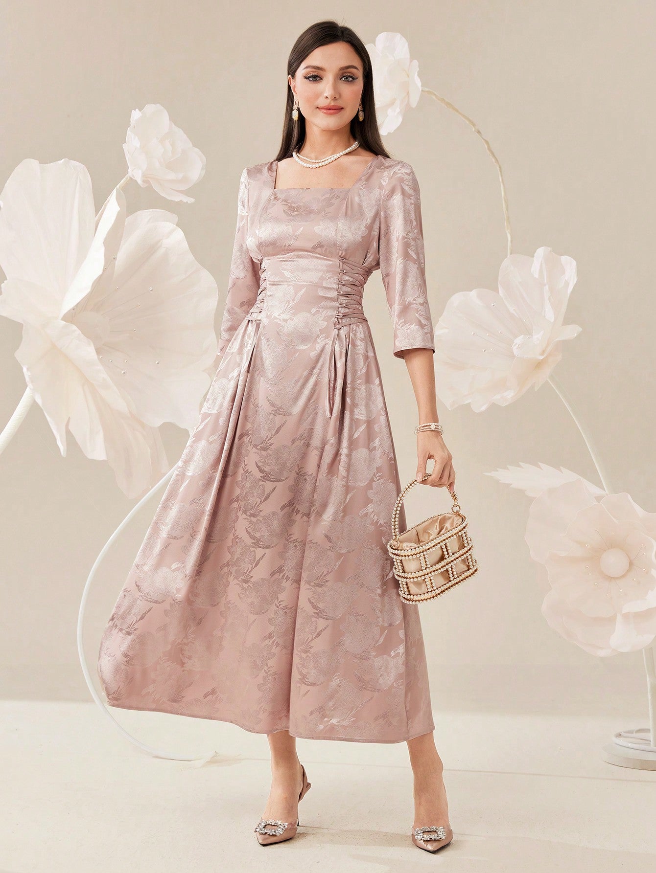 Take your summer style to the next level with our Elegant Summer Jacquard Dress. Featuring a chic cross strap design and cinched waist, this dress will give you a flattering silhouette and effortless elegance. Perfect for any occasion, this dress is a must-have for your wardrobe.