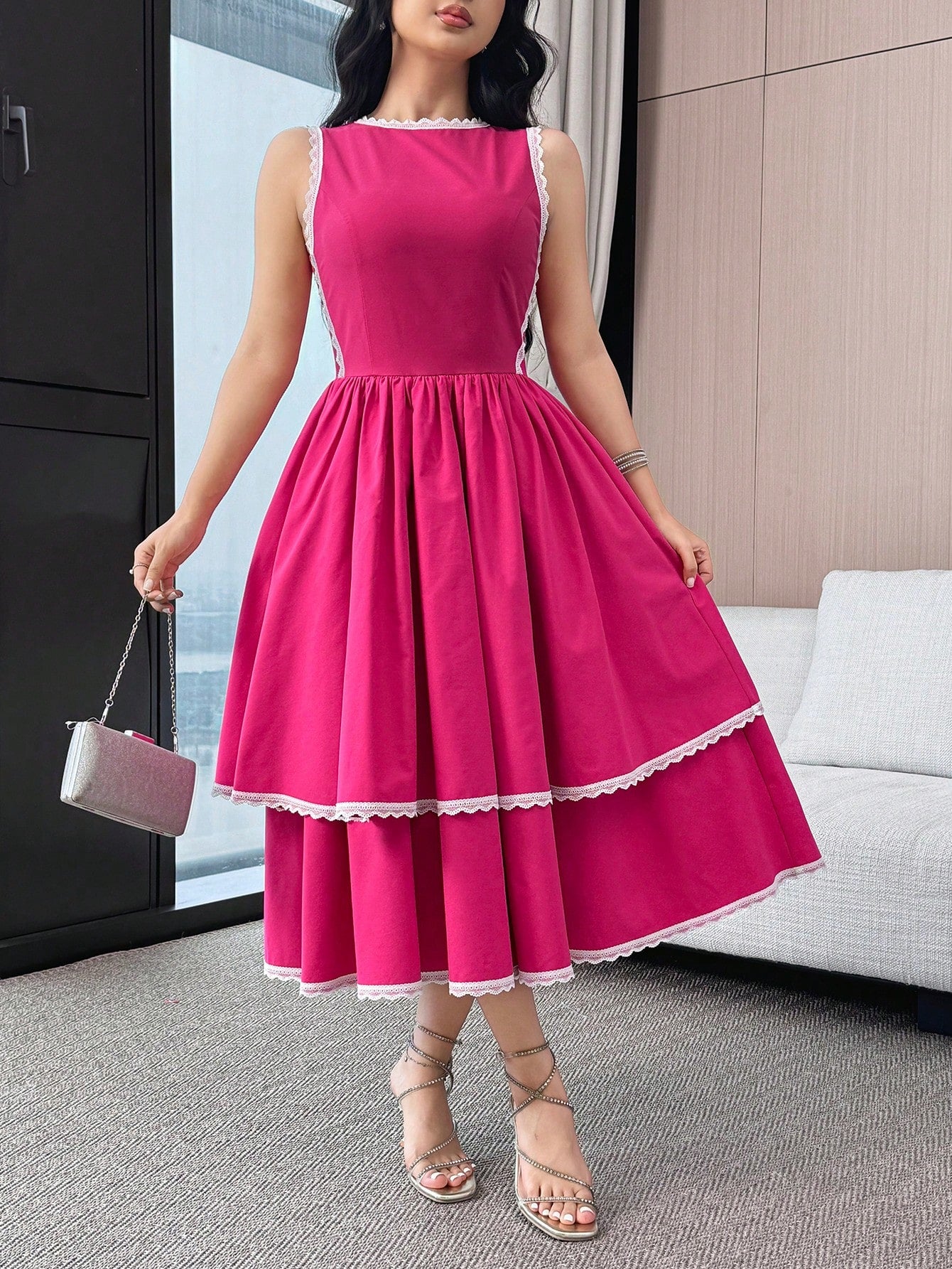 Step into sunshine with this Elegant Summer Midi Dress! Featuring a charming contrast color and delicate lace trim, it brings playful sophistication to your warm-weather wardrobe. The flattering midi length offers comfort and style, perfect for afternoon strolls or garden parties. Light, breezy, and full of personality, this dress lets you celebrate summer with a chic twist.