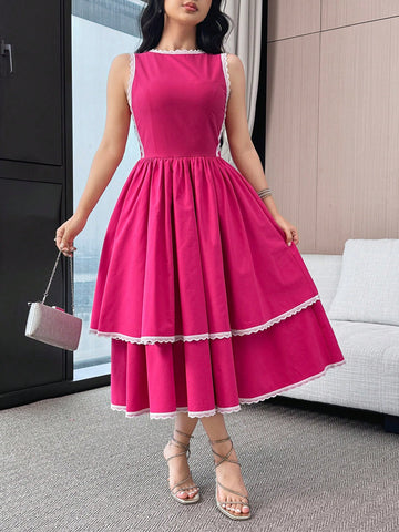 Step into sunshine with this Elegant Summer Midi Dress! Featuring a charming contrast color and delicate lace trim, it brings playful sophistication to your warm-weather wardrobe. The flattering midi length offers comfort and style, perfect for afternoon strolls or garden parties. Light, breezy, and full of personality, this dress lets you celebrate summer with a chic twist.