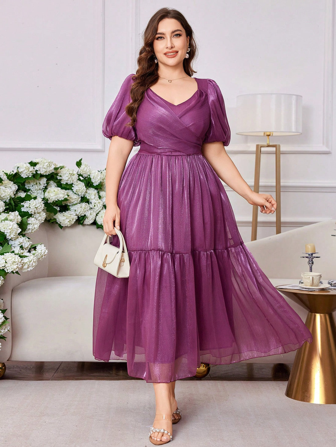 Float into summer with effortless charm in this Elegant Summer Organza Puff Sleeve Dress, crafted especially for plus size women. Delight in the airy organza fabric and playful puff sleeves that add just the right amount of whimsy. The belted detail cinches your waist to celebrate your curves while keeping your silhouette chic and polished. Perfect for sunny days and breezy evenings, this dress lets you twirl through the season with confidence and a splash of fun.