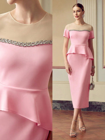 Step into summer with flair in this Elegant Summer Peplum Dress, designed to turn heads! Sparkling diamond accents add just the right touch of glam, while playful mesh splicing keeps things breezy and cool. Its flattering peplum silhouette enhances your curves for a chic look that’s perfect day or night. Whether you’re out for brunch or dancing under the stars, this dress is your new sunny-day secret weapon.