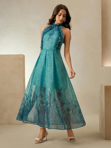 Step into sunshine with this playful summer dress featuring delicate spaghetti straps and a flirty ruffle detail. Its A-line silhouette flatters every figure, while the unique placement print adds a fun, unexpected twist. Perfect for warm days and breezy evenings, this dress brings effortless charm to your wardrobe.