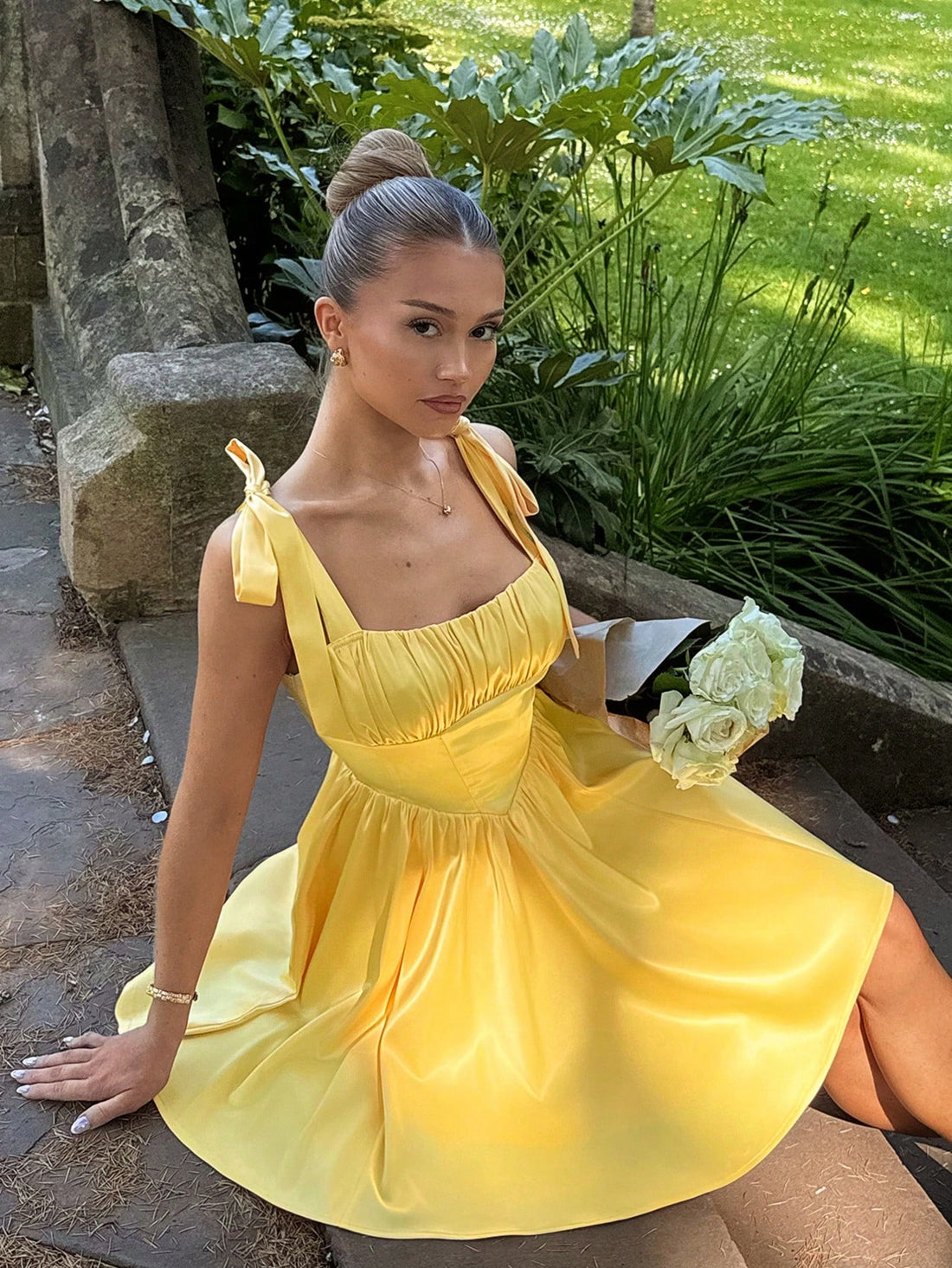 Slip into effortless elegance with this stunning satin A-line mini dress—your new go-to for every special occasion. The luxe satin fabric drapes beautifully while the flattering A-line silhouette skims your curves just right. Tie the adjustable waist belt to cinch and customize your look, whether you're heading to a summer wedding, garden party, or night out with friends. Versatile, chic, and undeniably gorgeous, this dress proves that sometimes the simplest styles make the biggest impact.