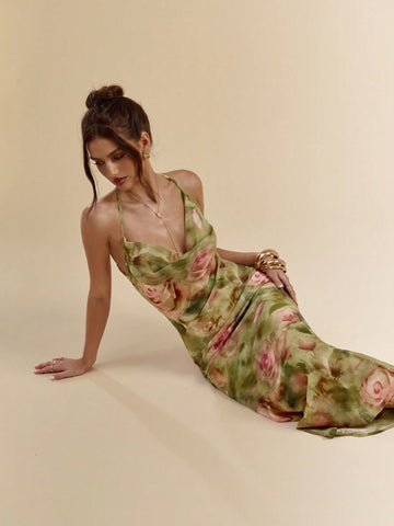 designer beach-ready dresses Cupshe Cool Air Ornate Maxi Dress - Green