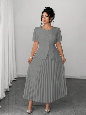 Embrace effortless elegance with this charming two-piece pleated skirt set that captures the essence of French romance. The delicate pleating creates graceful movement with every step, while the coordinated pieces work together to deliver a polished, put-together look. Perfect for summer gatherings, casual outings, or those moments when you want to feel undeniably chic without trying too hard. This set proves that timeless style never goes out of fashion—just slip it on and let the compliments flow.