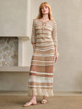 Exude Coastal Sophistication in Our Elegant Two-Tone Striped Maxi Dress!

Experience the perfect fusion of nautical heritage and sharp, modern resort tailoring. This stunning striped maxi dress is meticulously designed for the woman who values a high-fashion, 