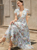 Step into sunshine and style with this Elegant V-Neck Floral Chiffon Maxi Dress. Lightweight and breezy, it flows effortlessly with every step, making it your go-to beach companion for summer holidays. The playful floral pattern paired with a flattering V-neck adds a touch of charm and confidence, perfect for warm days and balmy evenings. Embrace the carefree vibe while staying chic and comfortable all season long!